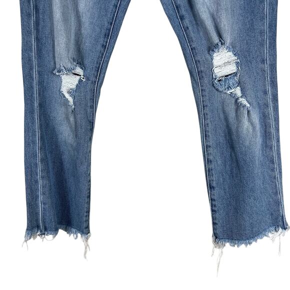 Articles of Society High Waisted Medium Wash Distressed Straight Leg Jeans - Picture 3 of 8